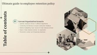 Ultimate Guide To Employee Retention Policy Table Of Contents Ppt Slides Infographic Template