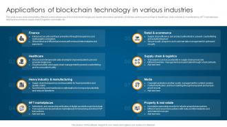 Ultimate Guide To Understand Role Applications Of Blockchain Technology In Various Industries BCT SS