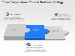 Um three staged arrow process business strategy powerpoint template slide