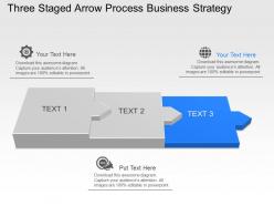 Um three staged arrow process business strategy powerpoint template slide