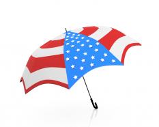 Umbrella designed with american flag design stock photo