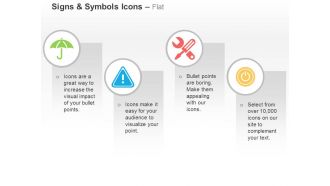 Umbrella safety icon repair tools power off ppt icons graphics