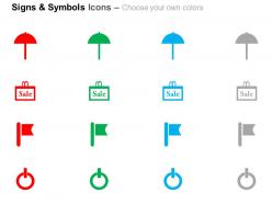 Umbrella sale flag power button ppt icons graphics