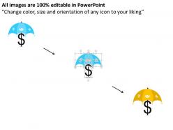 Umbrella with dollar symbol and icons flat powerpoint design