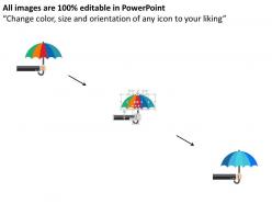 Umbrella with saving concept and business icons flat powerpoint design