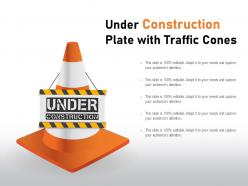 Under construction plate with traffic cones