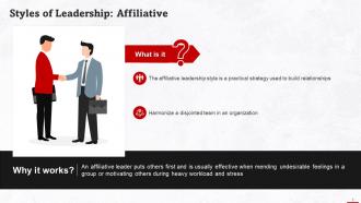 Understanding Affiliative Style Of Leadership Training Ppt