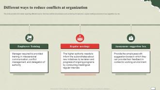 Understanding And Managing Life Different Ways To Reduce Conflicts At Organization