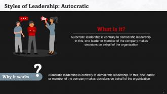 Understanding Autocratic Style Of Leadership Training Ppt