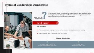 Understanding Democratic Style Of Leadership Training Ppt