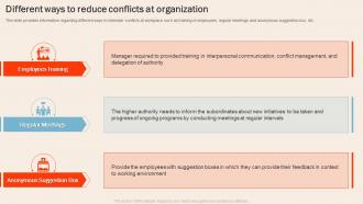 Understanding Human Workplace Different Ways To Reduce Conflicts At Organization