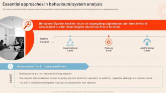 Understanding Human Workplace Essential Approaches In Behavioural System Analysis