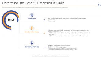 Unified software development process it determine use case 2 0 essentials in essup