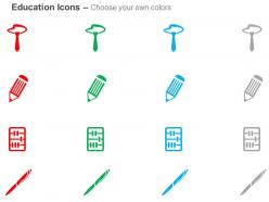 Uniform tie pencil abacus pen ppt icons graphics