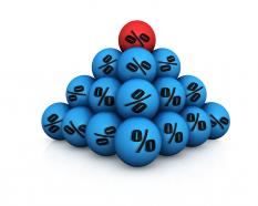 Unique discount symbol on blue balls stock photo