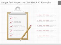 Unique merger and acquisition checklist ppt examples
