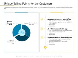 Unique Selling Points For The Customers Financial Market Pitch Deck Ppt Summary