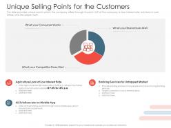 Unique selling points for the customers investment pitch presentations raise ppt template