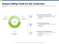 Unique selling points for the customers pitch deck raise funding post ipo market ppt maker