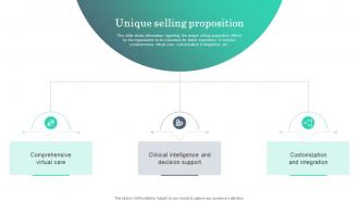 Unique Selling Proposition Virtual Healthcare Company Investor Funding Elevator Pitch Deck