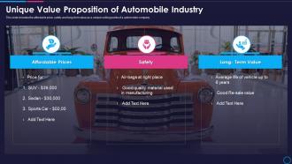 Unique Value Proposition Of Automobile Industry