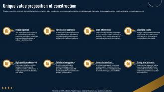 Unique Value Proposition Of Construction Renovation And Remodeling Business Plan BP SS