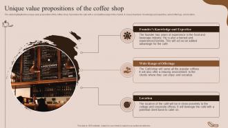 Unique Value Propositions Of The Coffee Shop Coffee House Business Plan BP SS