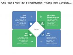 Unit testing high task standardization routine work complete tasks