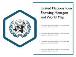 United nations icon showing hexagon and world map