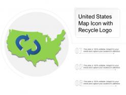 United states map icon with recycle logo