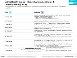 Unitedhealth group recent announcements and developments 2019