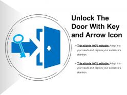 Unlock the door with key and arrow icon