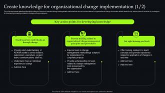 Unveiling Change Management Create Knowledge For Organizational Change Implementation CM SS