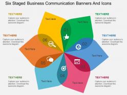 Up six staged business communication banners and icons flat powerpoint design