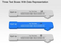 Up three text boxes with data representation powerpoint template slide