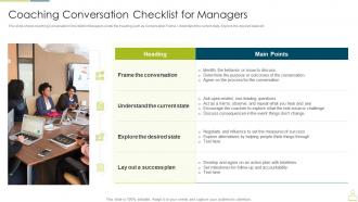 Upskill training to foster employee performance coaching conversation checklist