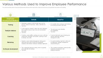 Upskill training to foster employee performance various methods used to improve employee
