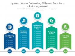 Upward arrow presenting different functions of management