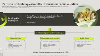 Upward Communication To Increase Employee Participative Techniques For Effective