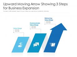 Upward Moving Arrow Showing 3 Steps For Business Expansion