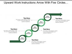 Upward work instructions arrow with five circles and boxes 2
