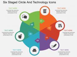 Uq six staged circle and technology icons flat powerpoint design