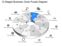 Uq Twelve Staged Business Circle Puzzle Diagram Powerpoint Template Slide