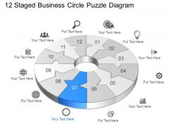 Uq twelve staged business circle puzzle diagram powerpoint template slide