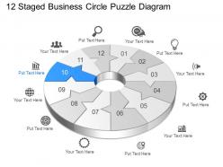 Uq twelve staged business circle puzzle diagram powerpoint template slide