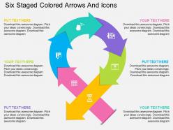 Ur six staged colored arrows and icons flat powerpoint design