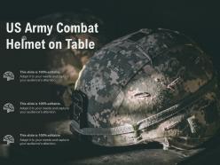 Us army combat helmet on table