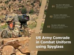 Us army comrade in combat uniform using spyglass