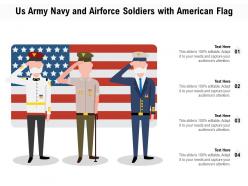Us army navy and airforce soldiers with america flag