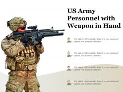 Us army personnel with weapon in hand